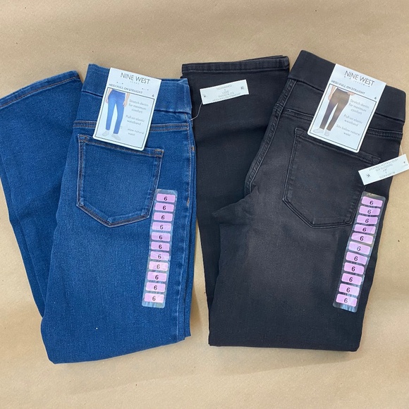 New with Tags Nine West Ladies Heidi Pull On Straight, Stretch Denim Pant - Picture 1 of 10